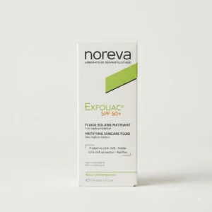 واقي من الشمس ومطفي اللمعان إكسفولياك SPF50+ من نوريڤا Noreva Exfoliac Mattifying Suncare Fluid SPF50+ 40 ml