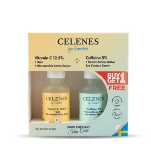 Celenes by Sweden "Vitamin C 12.5% + Oats + Niacinamide Active Serum" and "Caffeine 5% Eye Serum